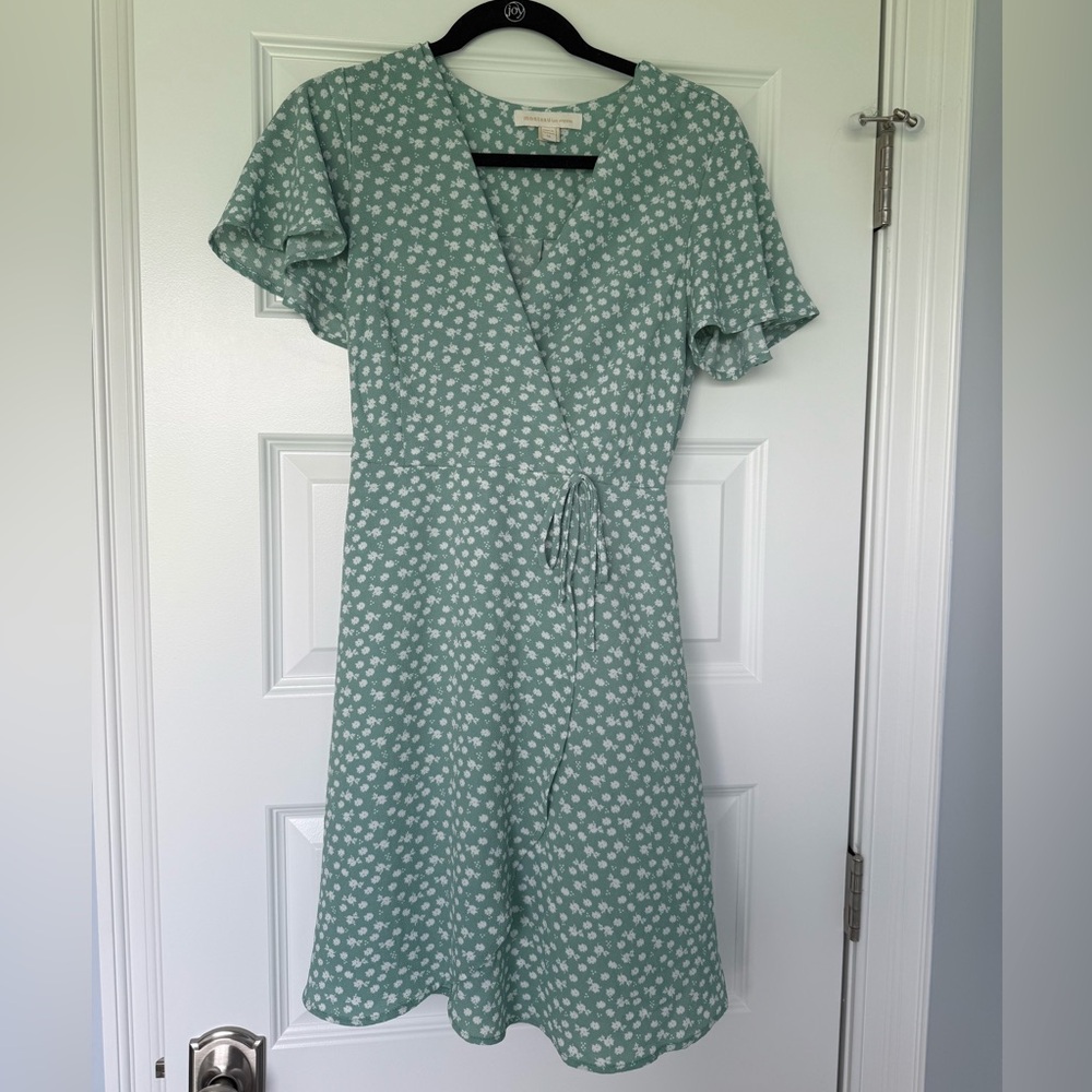 Monteau Mint Green Floral Midi Dress